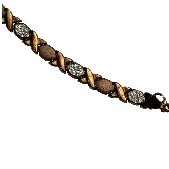 Brilliance Hugs Kisses XO Gold over 925 Sterling Silver Bracelet 8" Fine Jewelry - Picture 15 of 16